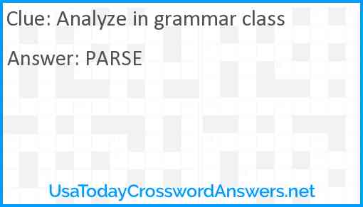 Analyze in grammar class Answer