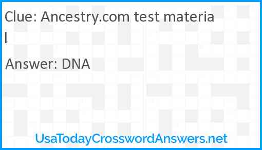 Ancestry.com test material Answer