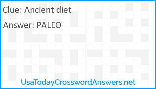 Ancient diet Answer