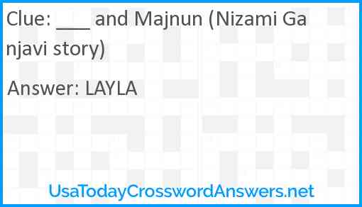 ___ and Majnun (Nizami Ganjavi story) Answer
