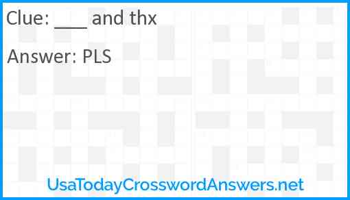 ___ and thx Answer