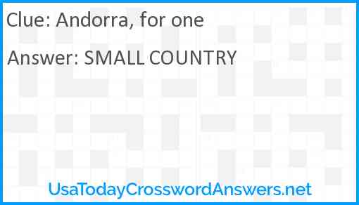 Andorra, for one Answer