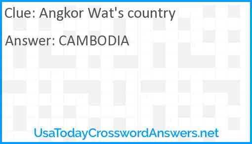 Angkor Wat's country Answer