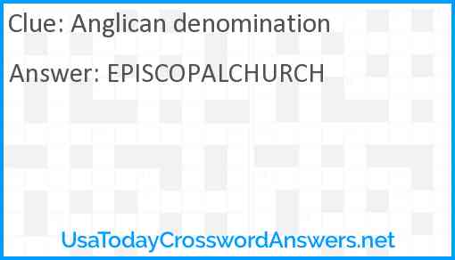 Anglican denomination Answer