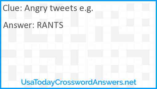 Angry tweets e.g. Answer
