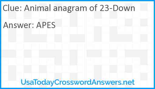 Animal anagram of 23-Down Answer