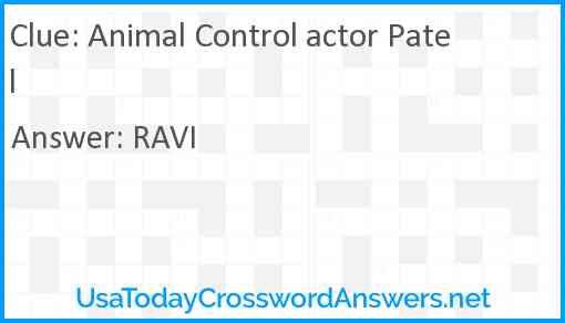 Animal Control actor Patel Answer