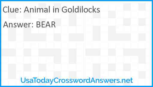Animal in Goldilocks Answer
