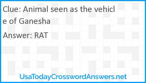 Animal seen as the vehicle of Ganesha Answer