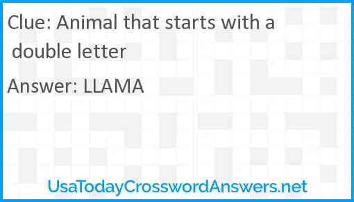 Animal that starts with a double letter Answer
