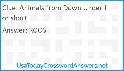 Animals from Down Under for short Answer