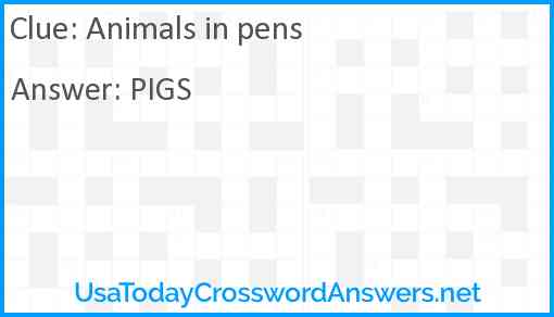 Animals in pens Answer
