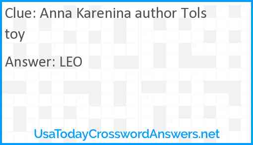 Anna Karenina author Tolstoy Answer