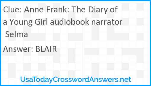 Anne Frank: The Diary of a Young Girl audiobook narrator Selma Answer