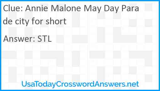 Annie Malone May Day Parade city for short Answer