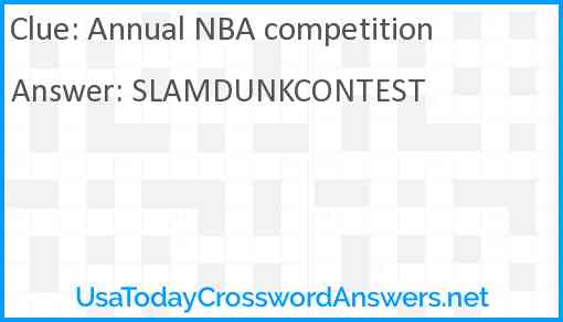 Annual NBA competition Answer