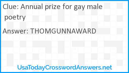Annual prize for gay male poetry Answer