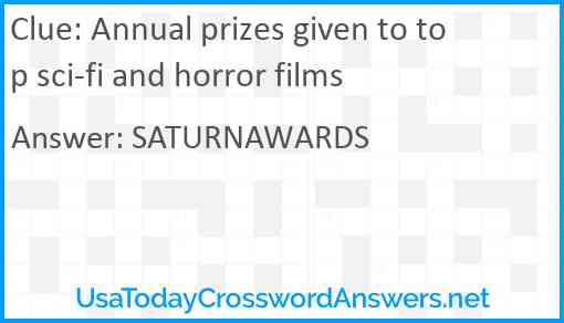 Annual prizes given to top sci-fi and horror films Answer