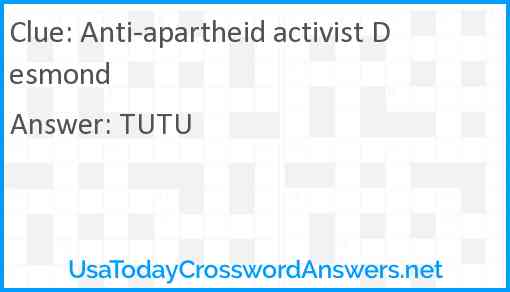 Anti-apartheid activist Desmond Answer
