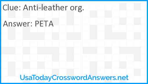 Anti-leather org. Answer