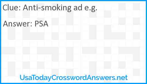 Anti-smoking ad e.g. Answer