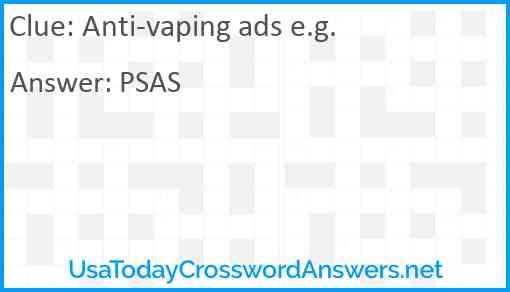 Anti-vaping ads e.g. Answer