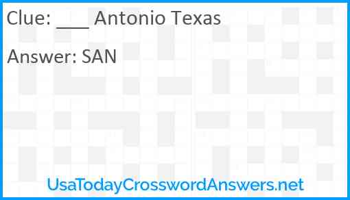 ___ Antonio Texas Answer