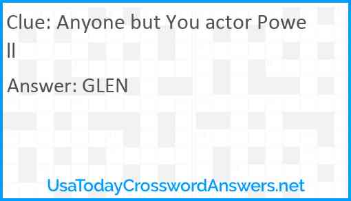 Anyone but You actor Powell Answer