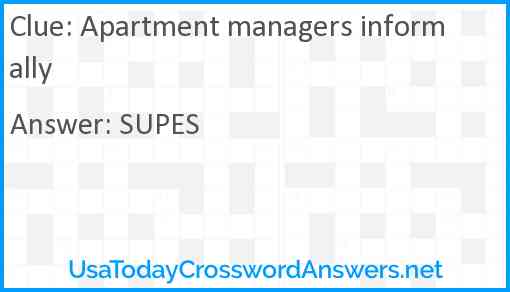 Apartment managers informally Answer