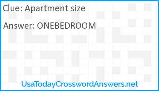 Apartment size crossword clue UsaTodayCrosswordAnswers net