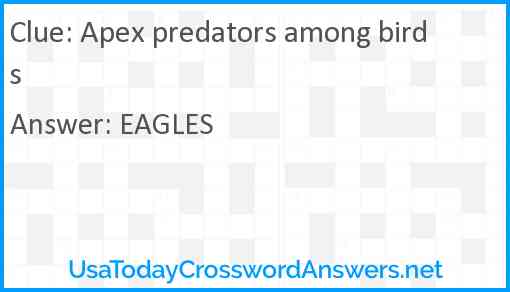 Apex predators among birds Answer