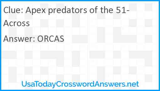 Apex predators of the 51-Across Answer