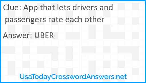 App that lets drivers and passengers rate each other Answer