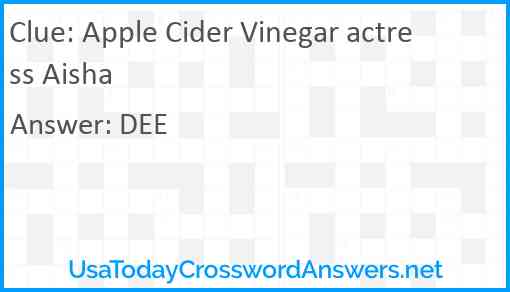 Apple Cider Vinegar actress Aisha Answer
