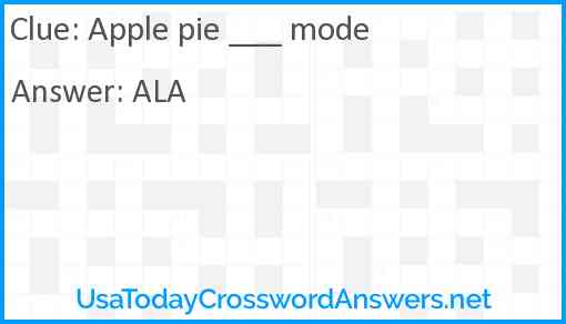 Apple pie ___ mode Answer
