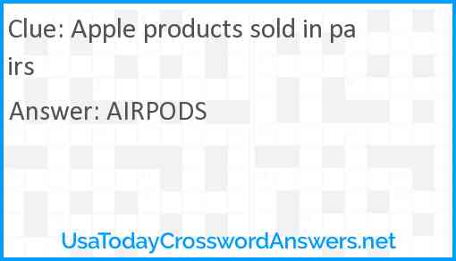 Apple products sold in pairs Answer