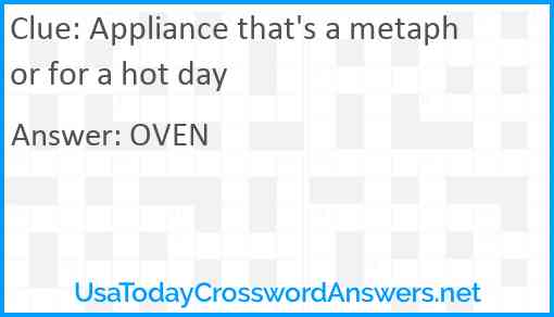 Appliance that's a metaphor for a hot day Answer