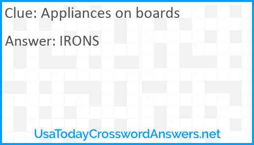 Appliances on boards Answer