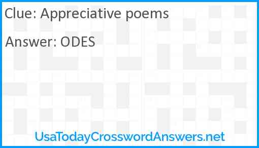 Appreciative poems Answer