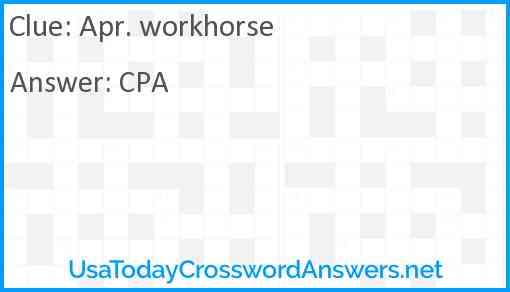 Apr. workhorse Answer