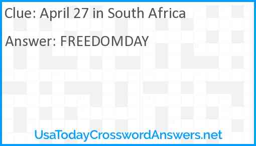 April 27 in South Africa Answer