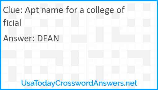 Apt name for a college official Answer