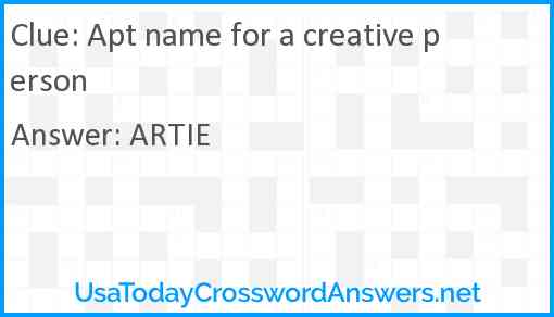 Apt name for a creative person Answer