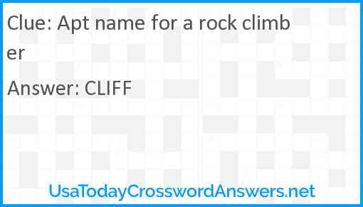 Apt name for a rock climber Answer