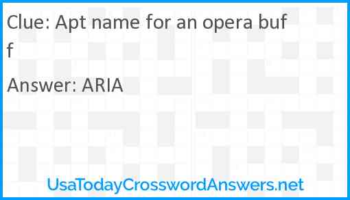 Apt name for an opera buff Answer