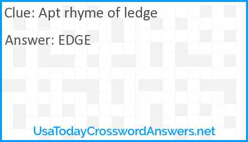 Apt rhyme of ledge Answer