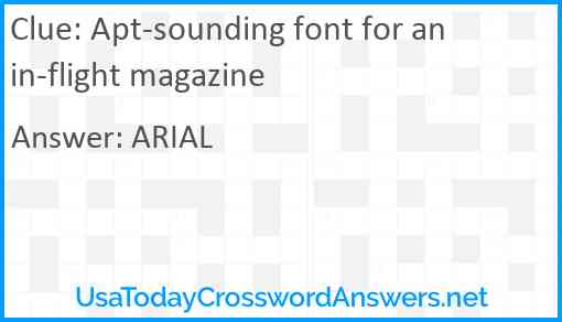 Apt-sounding font for an in-flight magazine Answer