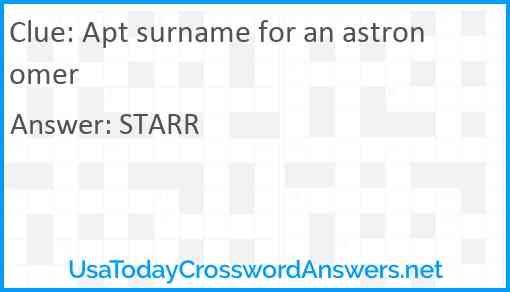 Apt surname for an astronomer Answer