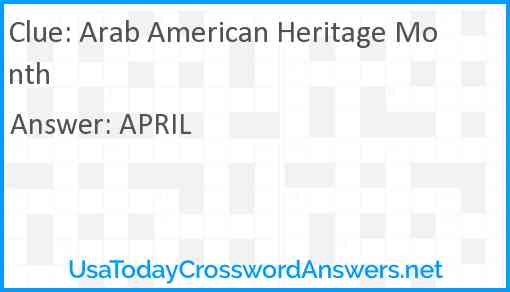 Arab American Heritage Month Answer