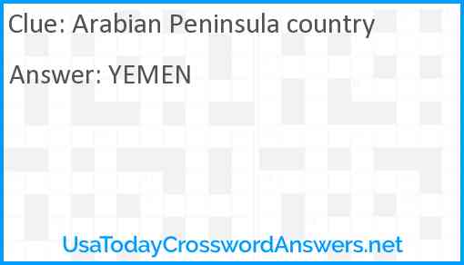 Arabian Peninsula country Answer